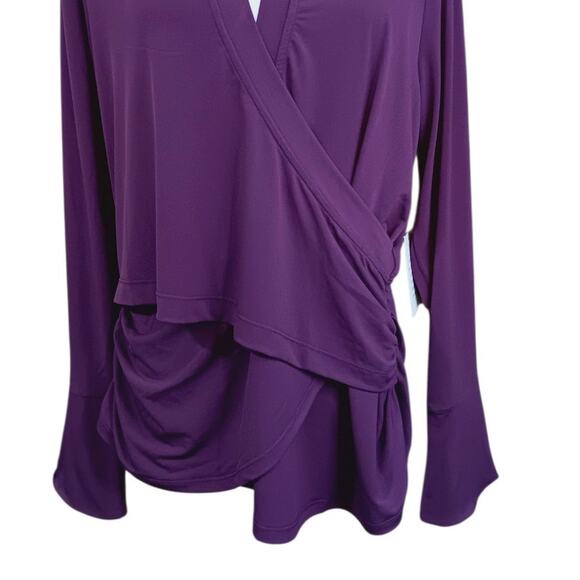 NEW ELOQUII‎ Draped Faux Wrap Top Blouse 14/16 XL Stretch Purple Career Event - Picture 3 of 11